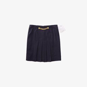 Celine Pleated Mini Skirt with Gold Chain Detail (DARK Navy) 🇫🇷✨